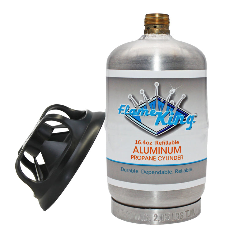 Load image into Gallery viewer, Flame King Eco Friendly Sustainable 1lb Aluminum Refillable Propane Tank LP Cylinder
