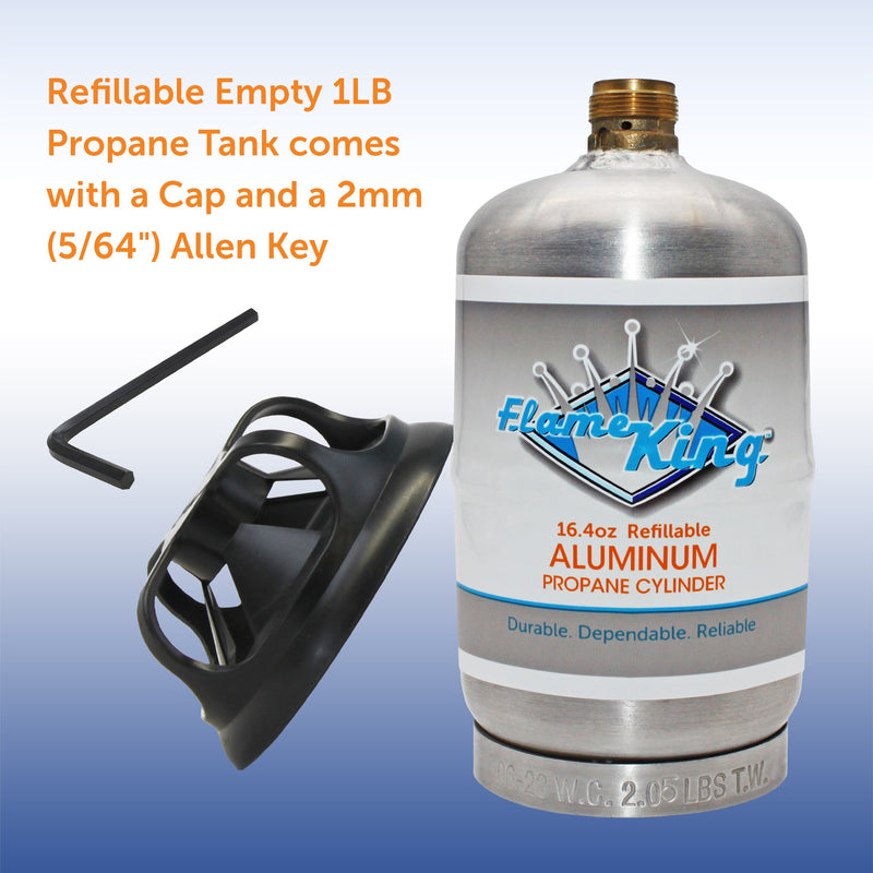 Load image into Gallery viewer, Flame King Eco Friendly Sustainable 1lb Aluminum Refillable Propane Tank LP Cylinder
