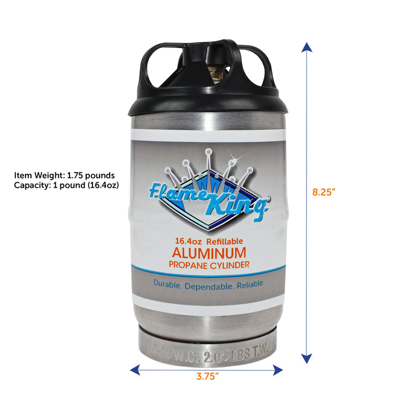 Load image into Gallery viewer, Flame King Eco Friendly Sustainable 1lb Aluminum Refillable Propane Tank LP Cylinder
