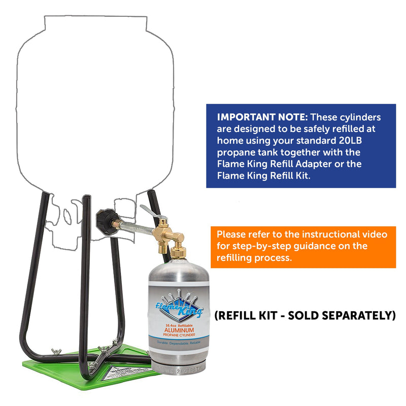 Load image into Gallery viewer, Flame King Eco Friendly Sustainable 1lb Aluminum Refillable Propane Tank LP Cylinder
