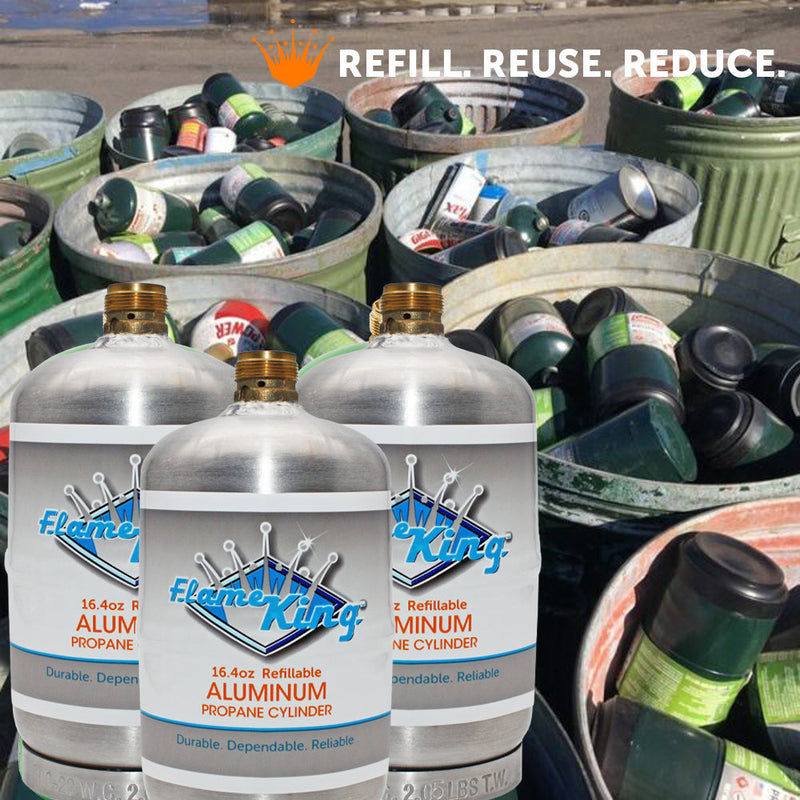 Load image into Gallery viewer, Flame King Eco Friendly Sustainable 1lb Aluminum Refillable Propane Tank LP Cylinder
