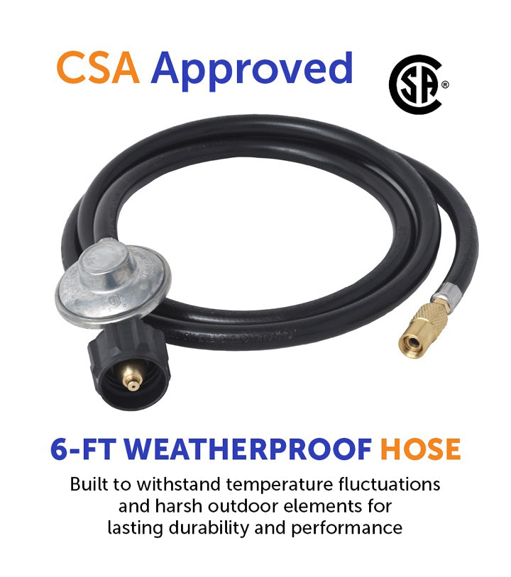 Load image into Gallery viewer, Flame King Regulator Hose Adapter Connect to 20Lb Tank for 17 and 22 inch Tabletop Grill Griddle, 6 Feet
