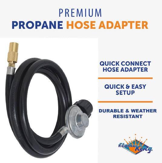 Flame King Regulator Hose Adapter Connect to 20Lb Tank for 17 and 22 inch Tabletop Grill Griddle, 6 Feet