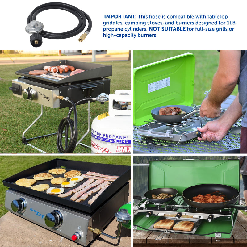 Load image into Gallery viewer, Flame King Regulator Hose Adapter Connect to 20Lb Tank for 17 and 22 inch Tabletop Grill Griddle, 6 Feet
