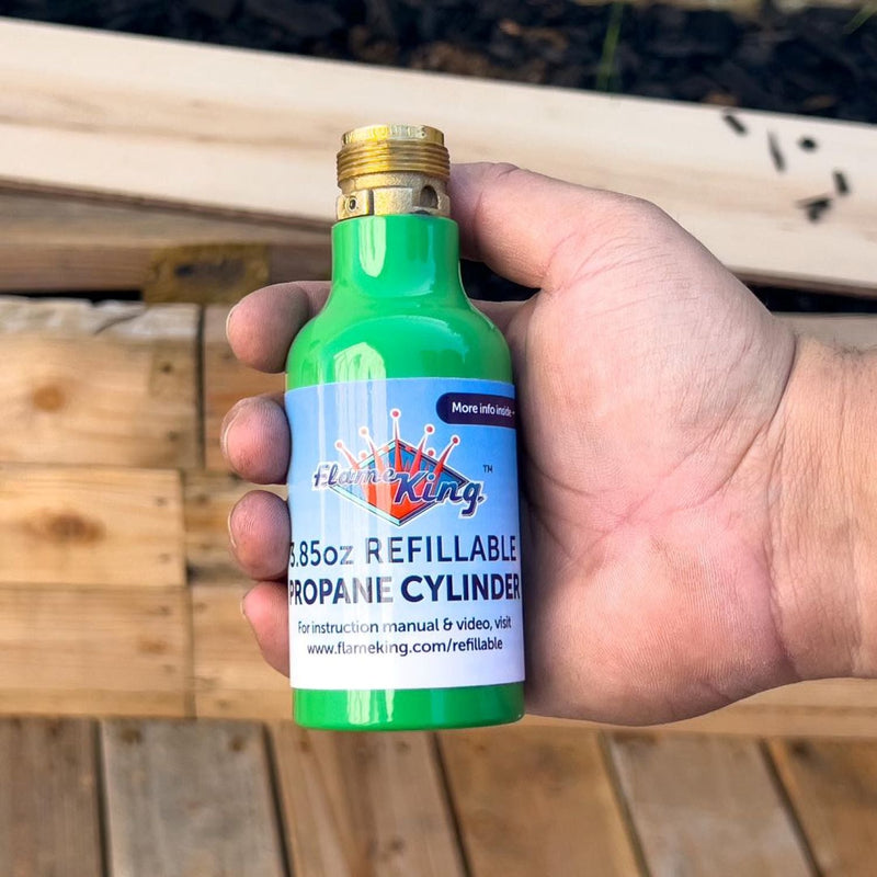 Load image into Gallery viewer, Flame King Eco Friendly 1/4 lb Refillable Mini Propane Tank Cylinder
