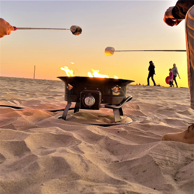 Load image into Gallery viewer, Flame King Outdoor Portable Propane Gas 19″ Fire Pit Bowl with Self Igniter Cover Carry Straps
