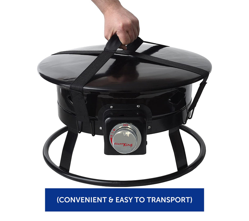 Load image into Gallery viewer, Flame King Outdoor Portable Propane Gas 19″ Fire Pit Bowl with Self Igniter Cover Carry Straps
