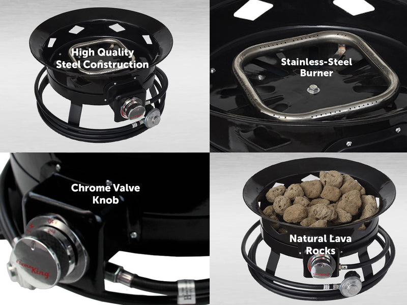 Load image into Gallery viewer, Flame King Outdoor Portable Propane Gas 19″ Fire Pit Bowl with Self Igniter Cover Carry Straps
