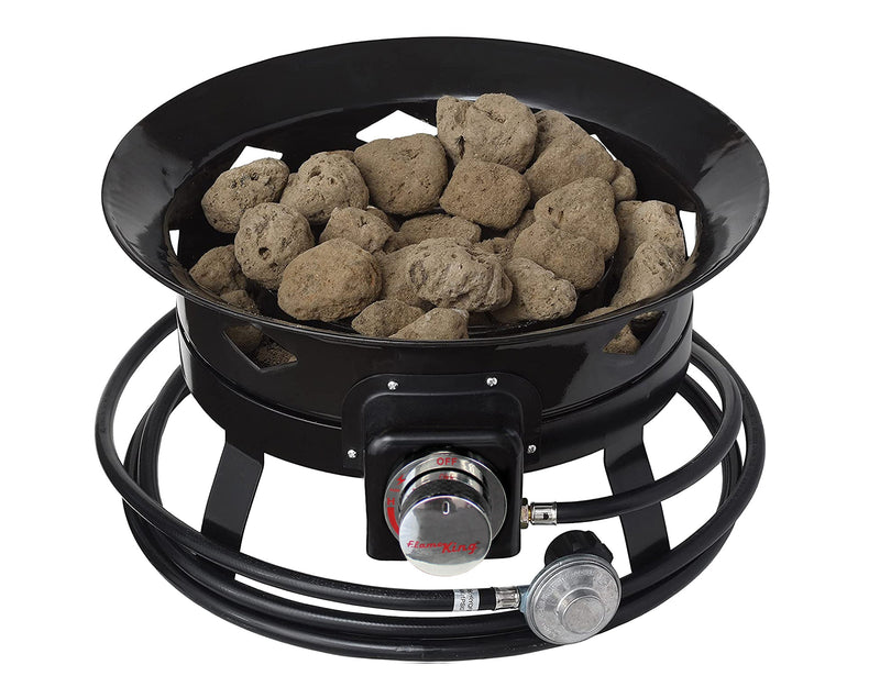 Load image into Gallery viewer, Flame King Outdoor Portable Propane Gas 19″ Fire Pit Bowl with Self Igniter Cover Carry Straps
