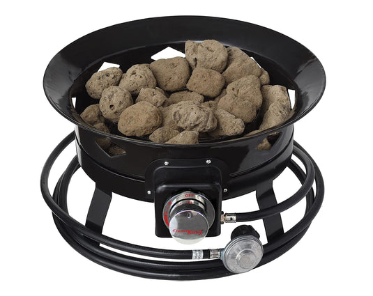 Flame King Outdoor Portable Propane Gas 19″ Fire Pit Bowl with Self Igniter Cover Carry Straps