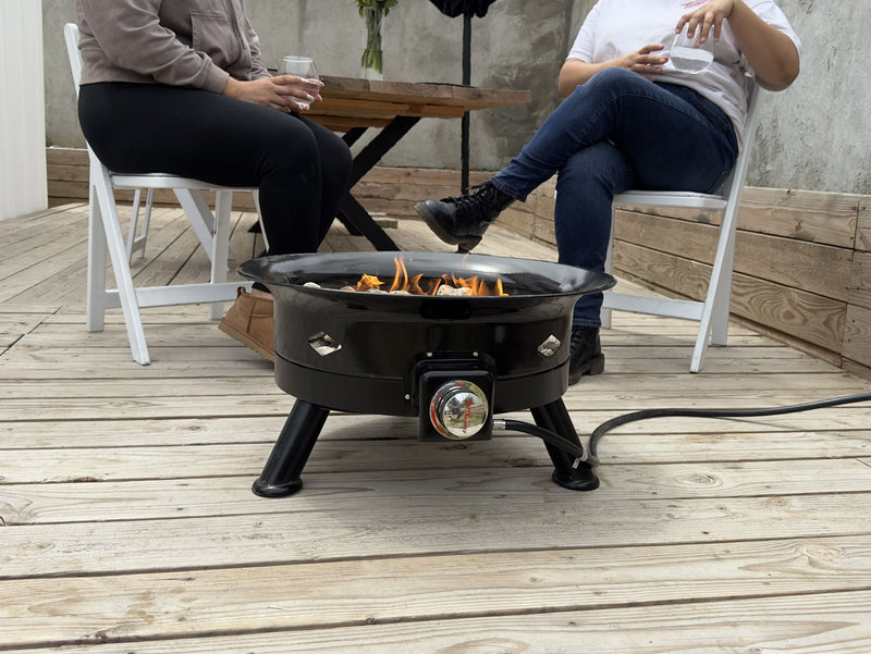 Load image into Gallery viewer, Flame King Outdoor Portable Propane Gas 24" Fire Pit Bowl with Self Igniter Cover Carry Straps
