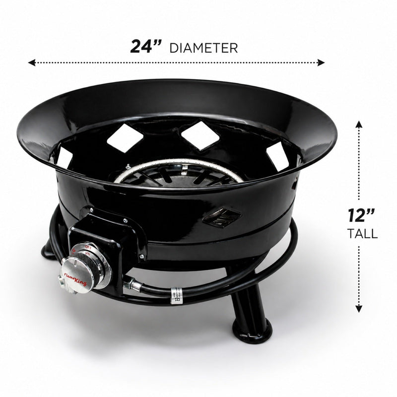 Load image into Gallery viewer, Flame King Outdoor Portable Propane Gas 24" Fire Pit Bowl with Self Igniter Cover Carry Straps
