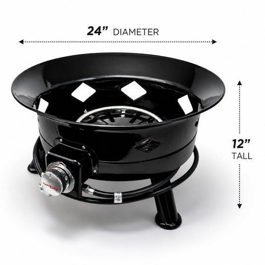 Flame King Outdoor Portable Propane Gas 24" Fire Pit Bowl with Self Igniter Cover Carry Straps