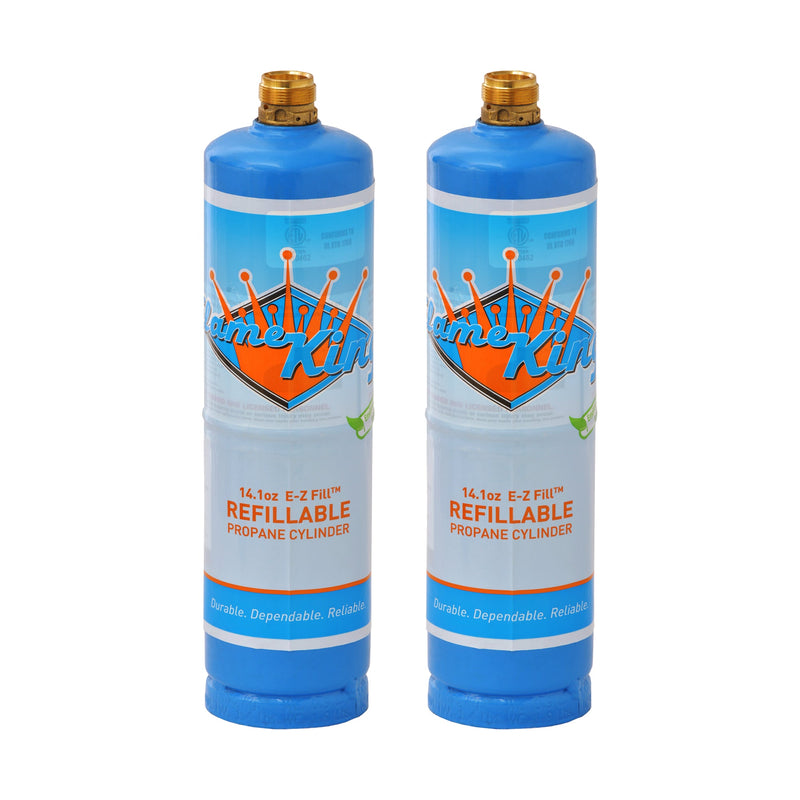 Load image into Gallery viewer, Flame King 1lb Refillable Propane Tank Welding LP Cylinder 14.1 - 2 Pack Eco Friendly Sustainable Tank
