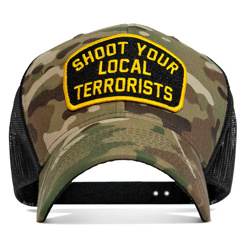 Load image into Gallery viewer, Shoot Your Local Terrorists Patch Snapback Hat
