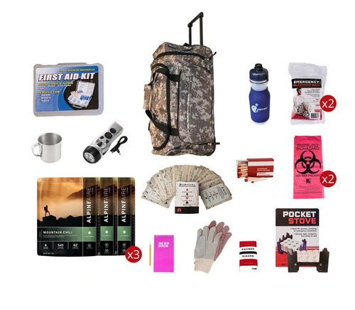 Food Storage Survival Kit, Rolling Bag, Camo
