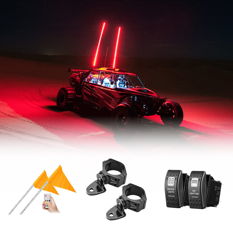 Load image into Gallery viewer, Whip Light &amp; Flag mount &amp; 5 Pin ATV Rocker Switch &amp; Backup Lights
