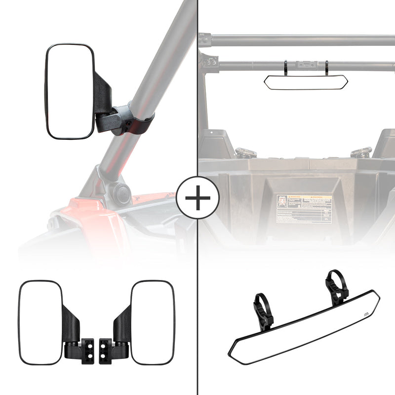 Load image into Gallery viewer, UTV Adjustable Rear View Mirror &amp; Side Mirrors for 1.75"-2" Round Tube
