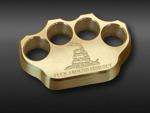 Milspin 2LB Brass Knuckle F*ck Around Find Out Paperweight