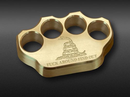 Milspin 2LB Brass Knuckle F*ck Around Find Out Paperweight