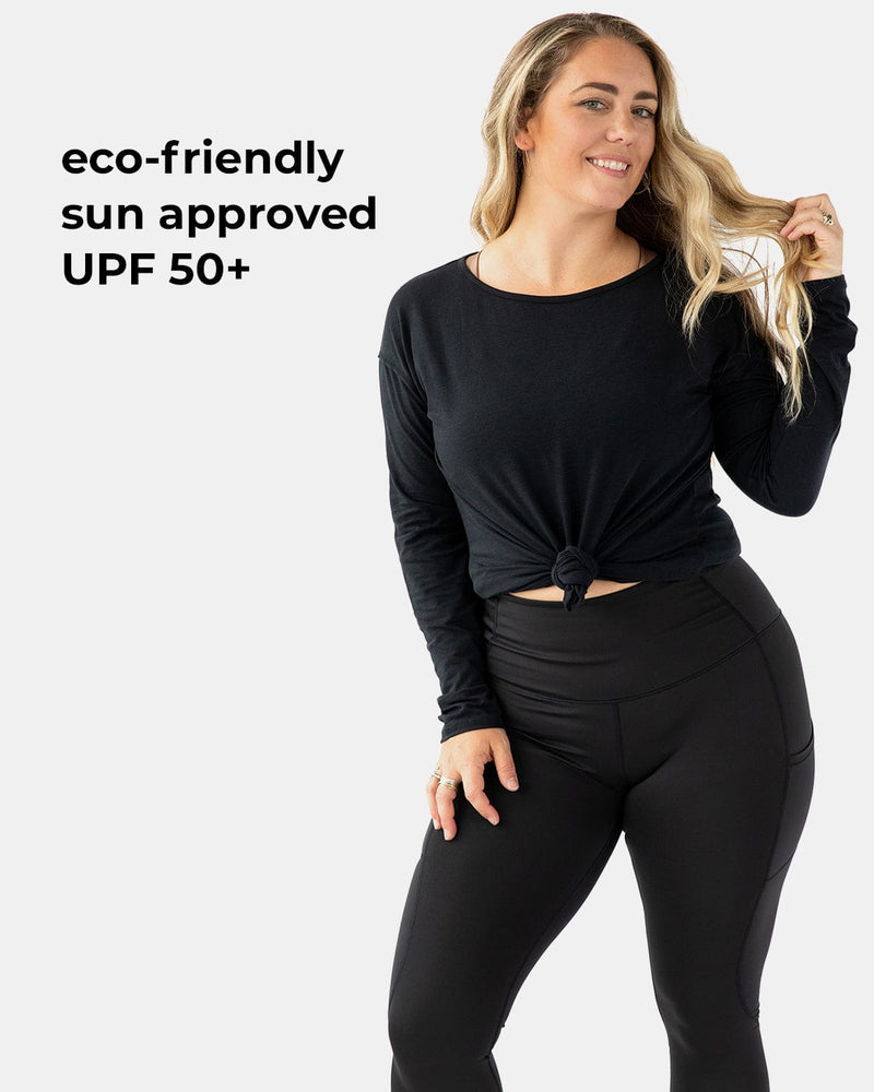 Load image into Gallery viewer, Hello Sunshine UPF Long Sleeve – Booya Black
