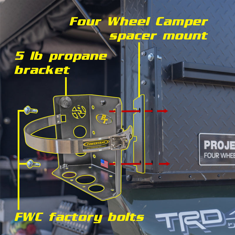 Load image into Gallery viewer, Four Wheel Camper Mount for 5 lb propane tank bracket
