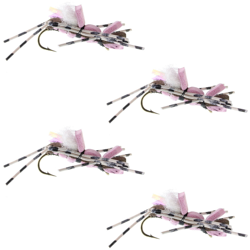 Load image into Gallery viewer, 4 Pack Fat Albert Pink Foam Body Grasshopper Fly - Hook Size 10
