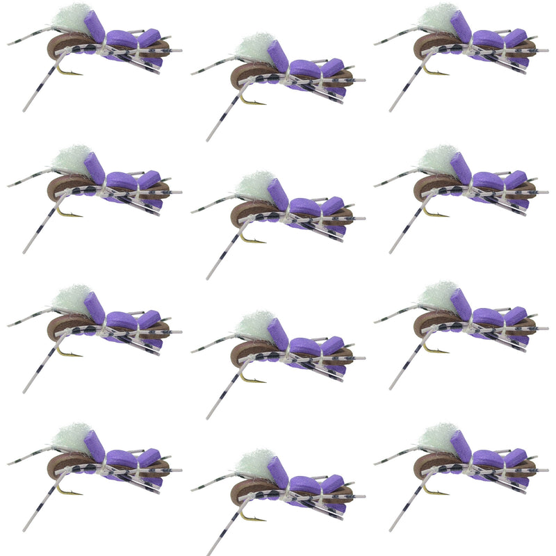 Load image into Gallery viewer, Fat Albert Purple Foam Body Grasshopper Fly - 1 Dozen Flies Hook Size 10
