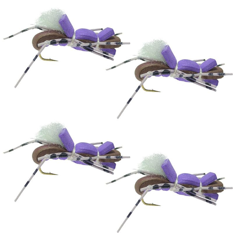 Load image into Gallery viewer, 4 Pack Fat Albert Purple Foam Body Grasshopper Fly - Hook Size 10
