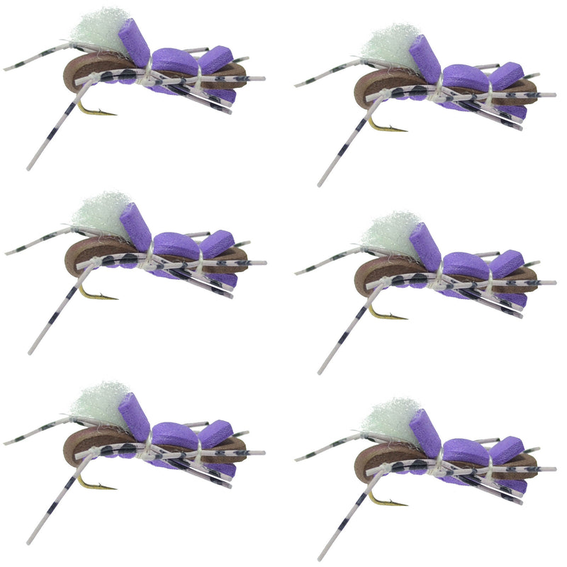 Load image into Gallery viewer, Fat Albert Purple Foam Body Grasshopper Fly - 6 Flies Hook Size 10
