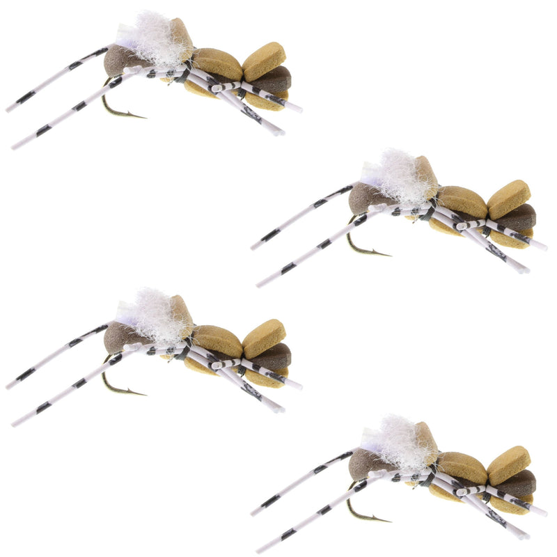 Load image into Gallery viewer, 4 Pack Fat Albert Tan Foam Body Grasshopper Fly - Hook Size 10
