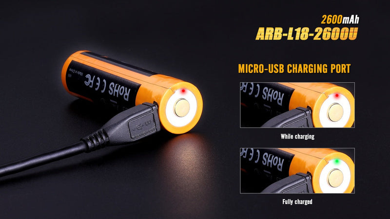 Load image into Gallery viewer, Fenix ARB-L18-2600U USB Rechargeable Li-ion 18650 Battery
