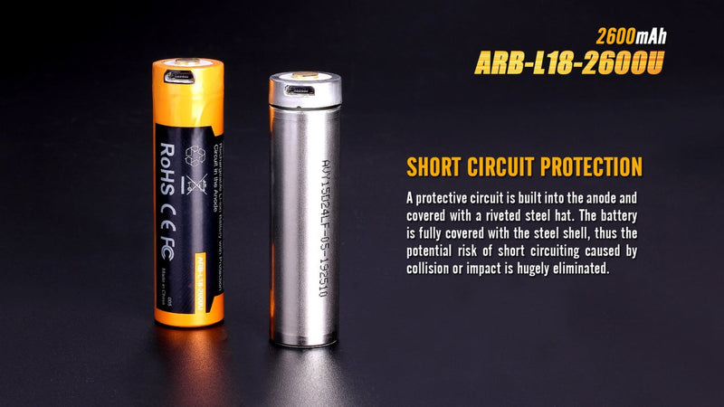 Load image into Gallery viewer, Fenix ARB-L18-2600U USB Rechargeable Li-ion 18650 Battery
