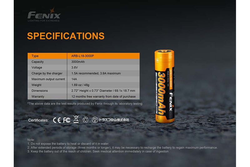 Load image into Gallery viewer, Fenix ARB-L18-3000P Rechargeable Li-ion Battery
