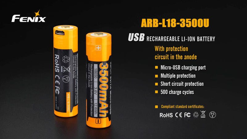 Load image into Gallery viewer, Fenix ARB-L18-3500U USB Rechargeable Li-ion 18650 Battery
