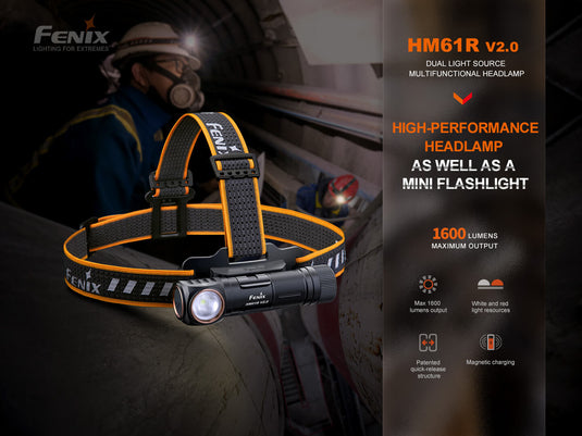 Fenix HM61R V2 Rechargeable LED Headlamp - 1600 Lumens