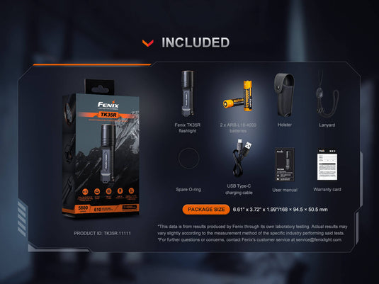 Fenix TK35R UV Light Rechargeable High-Performance Tactical Flashlight