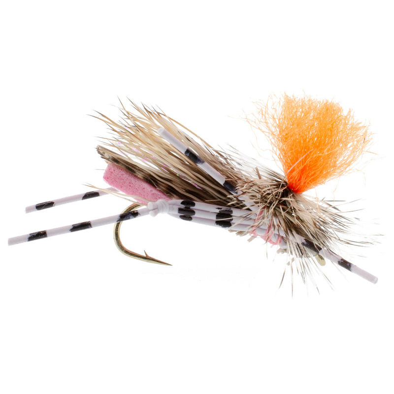 Load image into Gallery viewer, 3 Pack Feth Hopper Pink - Foam Grasshopper Fly Pattern - Hook Size 10
