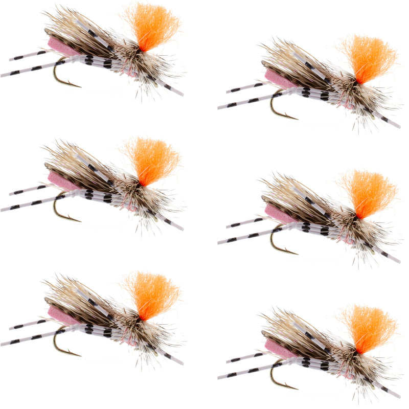 Load image into Gallery viewer, Feth Hopper Pink - Foam Grasshopper Fly Pattern - 6 Flies Hook Size 10
