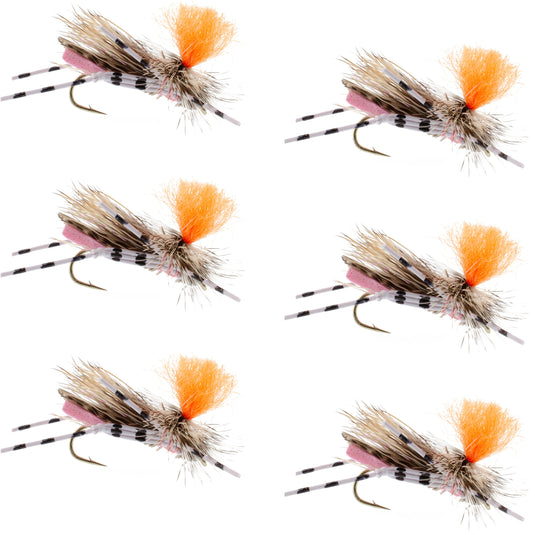 Feth Hopper Pink - Foam Grasshopper Fly Pattern - 6 Flies Hook Size 10