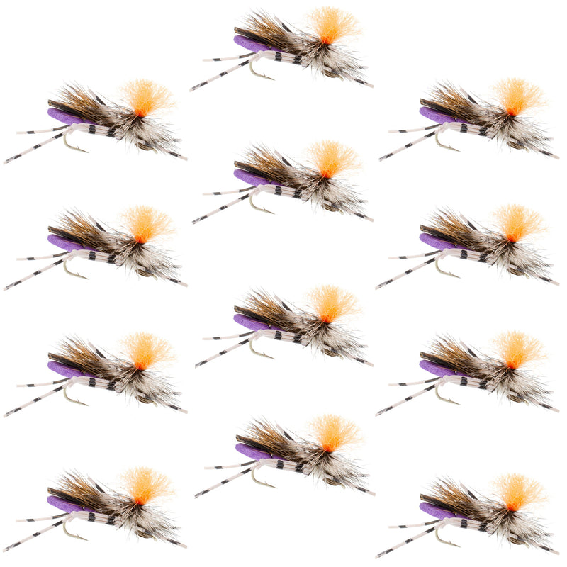 Load image into Gallery viewer, Feth Hopper Purple - Foam Grasshopper Fly Pattern - 12 Flies Hook Size 10
