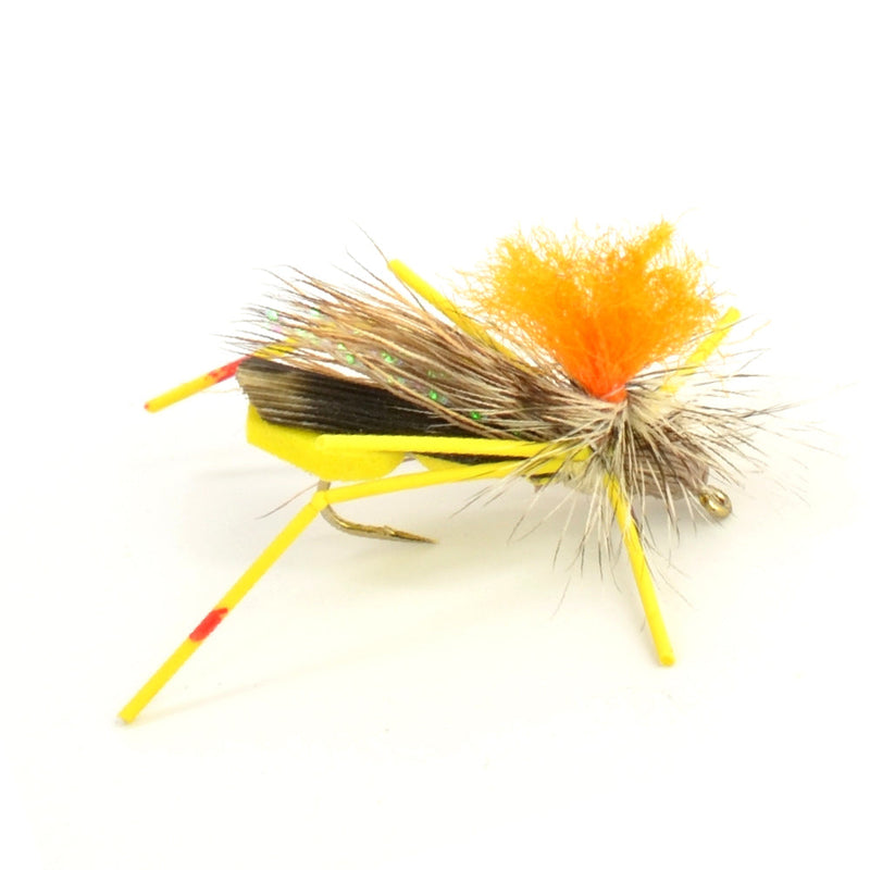 Load image into Gallery viewer, 3 Pack Feth Hopper Yellow - Foam Grasshopper Fly Pattern - Hook Size 10

