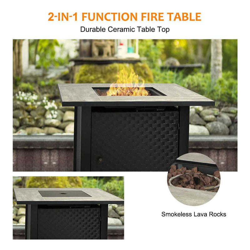 Load image into Gallery viewer, Camplux Propane Fire Pit Table, Lava Rocks, Ceramic Tabletop, 50,000 BTU Adjustable Flame, Auto Ignition

