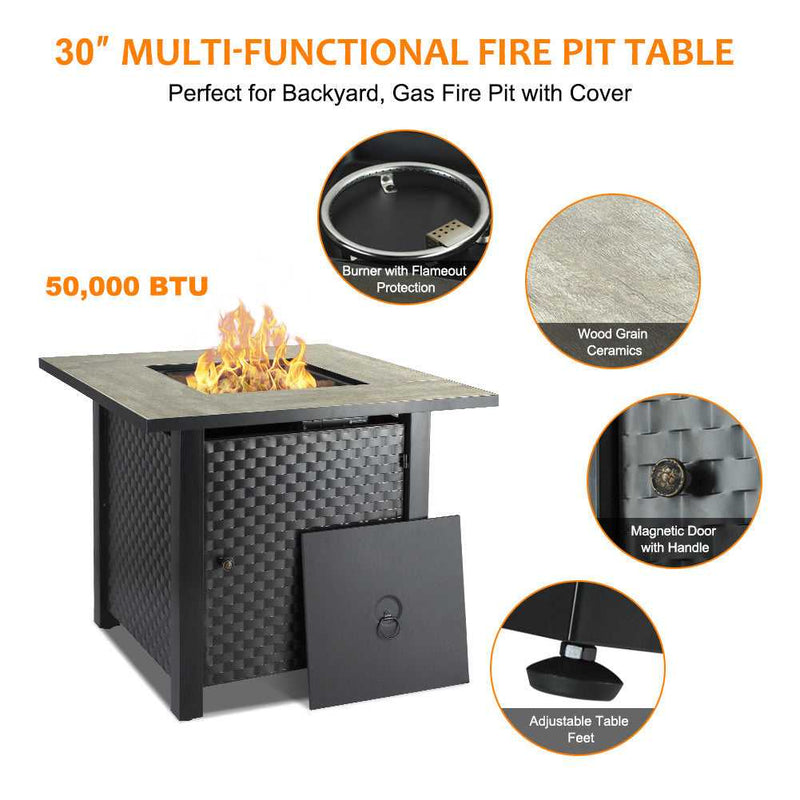 Load image into Gallery viewer, Camplux Propane Fire Pit Table, Lava Rocks, Ceramic Tabletop, 50,000 BTU Adjustable Flame, Auto Ignition
