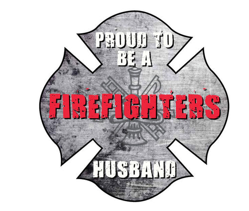FIREFIGHTERS HUSBAND MALTESE CROSS WINDOW DECAL
