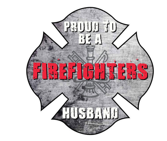 FIREFIGHTERS HUSBAND MALTESE CROSS WINDOW DECAL