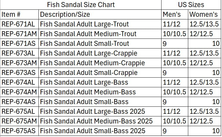 Load image into Gallery viewer, Fish Sandal Adult Medium-Crappie
