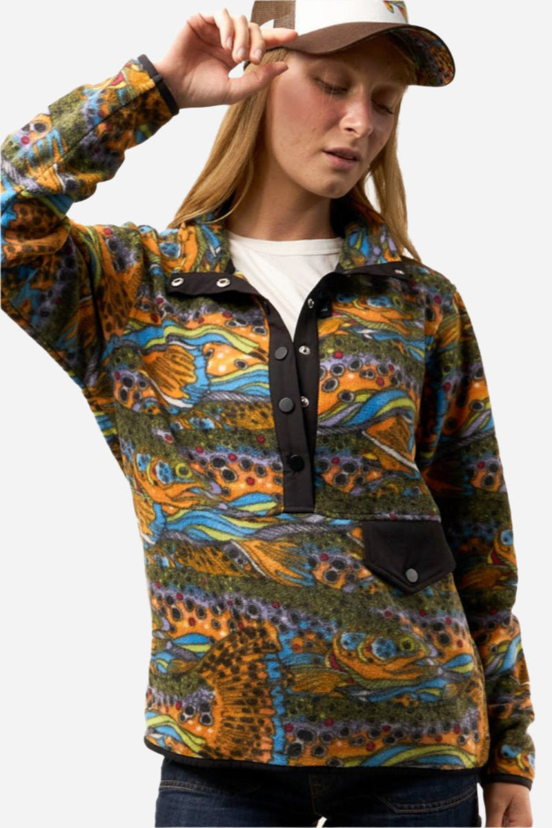 Load image into Gallery viewer, Unbound Brown Riffle Snap Fleece
