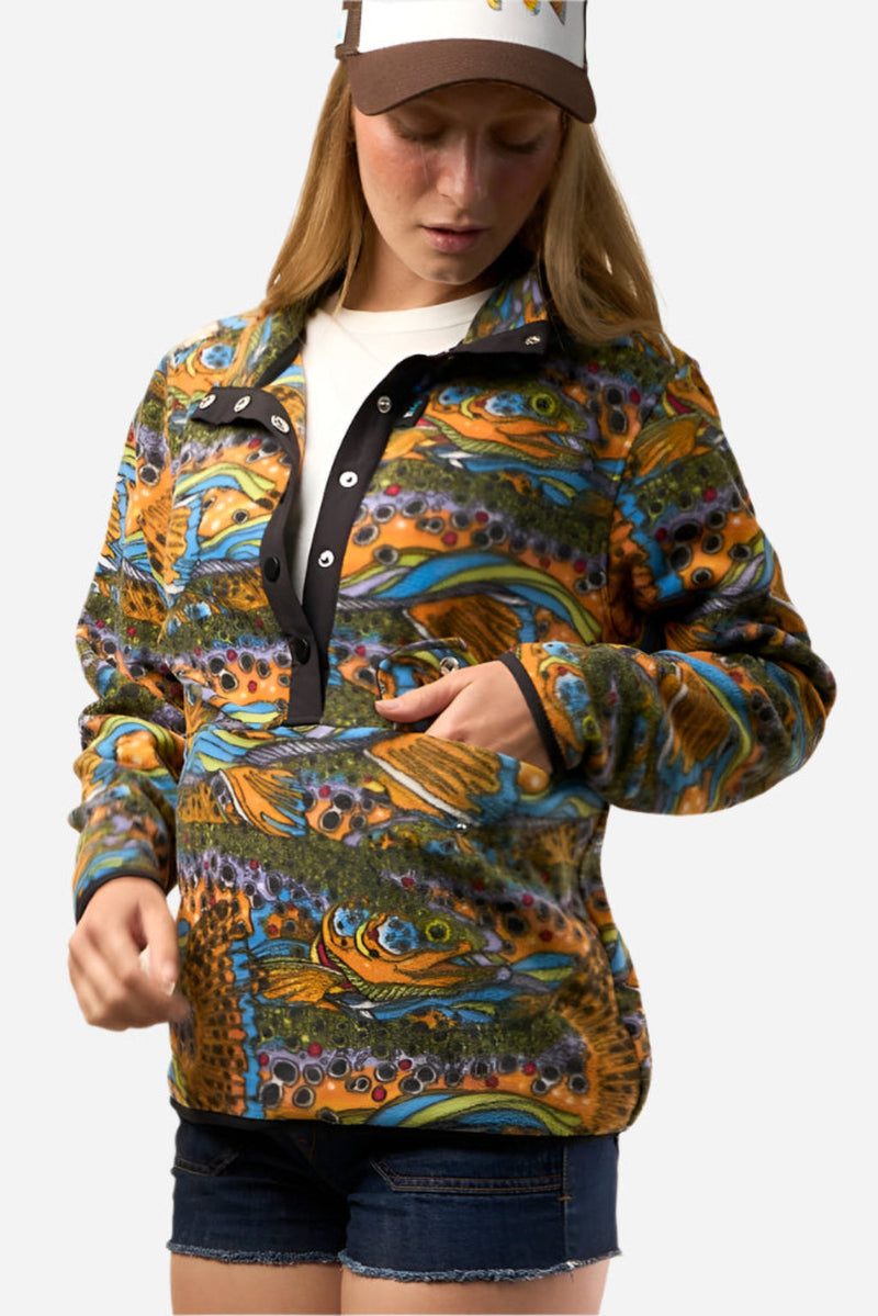 Load image into Gallery viewer, Unbound Brown Riffle Snap Fleece
