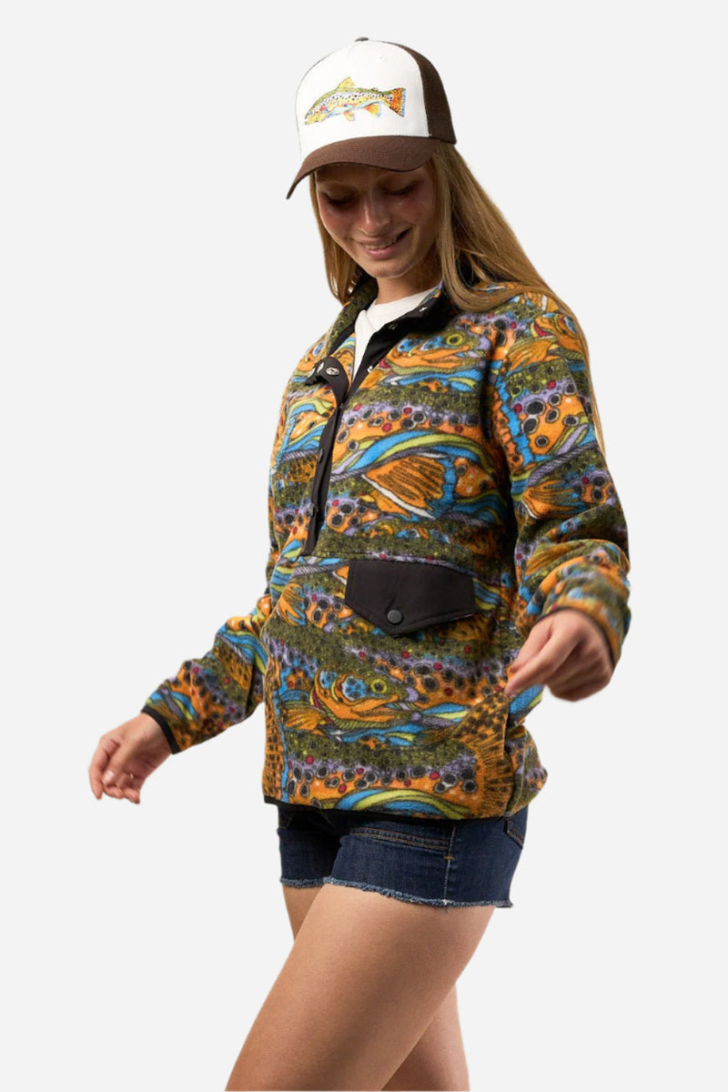 Load image into Gallery viewer, Unbound Brown Riffle Snap Fleece

